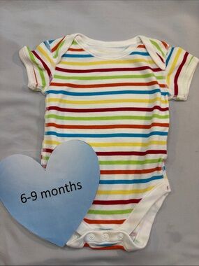 Marks & Spencer NWOT White Baby One-Piece with Rainbow Stripes